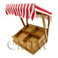 Miniature 4 Section Tilted Shop Display With Red Striped Canopy
